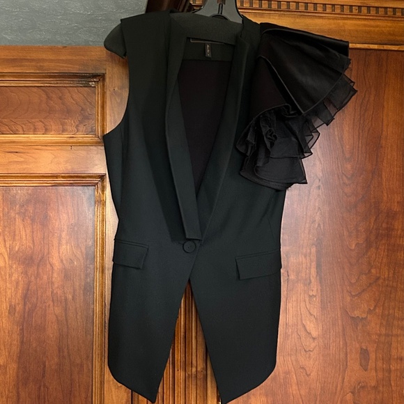 BCBGMAXAZRIA Alexandria Vest Puff One Shoulder Black Size Small - Picture 11 of 16